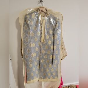 Elegant Gold and Gray Patterned Jacket KURTA 40